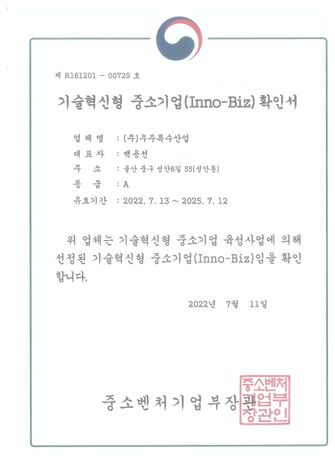 기술혁신형 중소기업 Inno-Biz 확인서